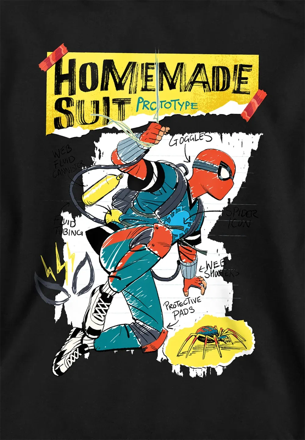 Детская худи Marvel Friendly Neighborhood Spiderman Homemade Suit, черный, черный — фото 2