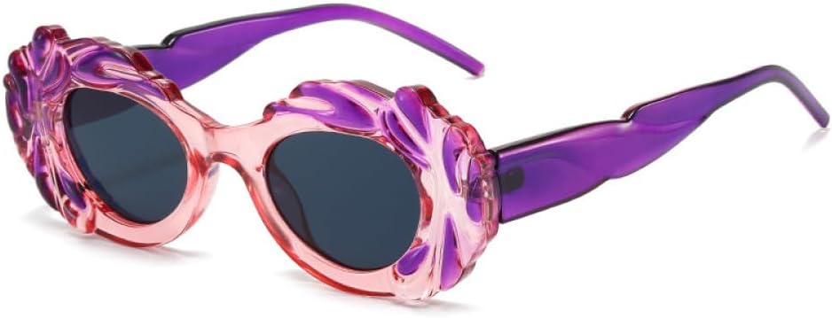 

Винтажные панк-солнцезащитные очки круглой формы для женщин и мужчин, модные разноцветные солнцезащитные очки класса люкс с защитой от УФ-излучения UV400 WNCKSQ, Purplepink-black