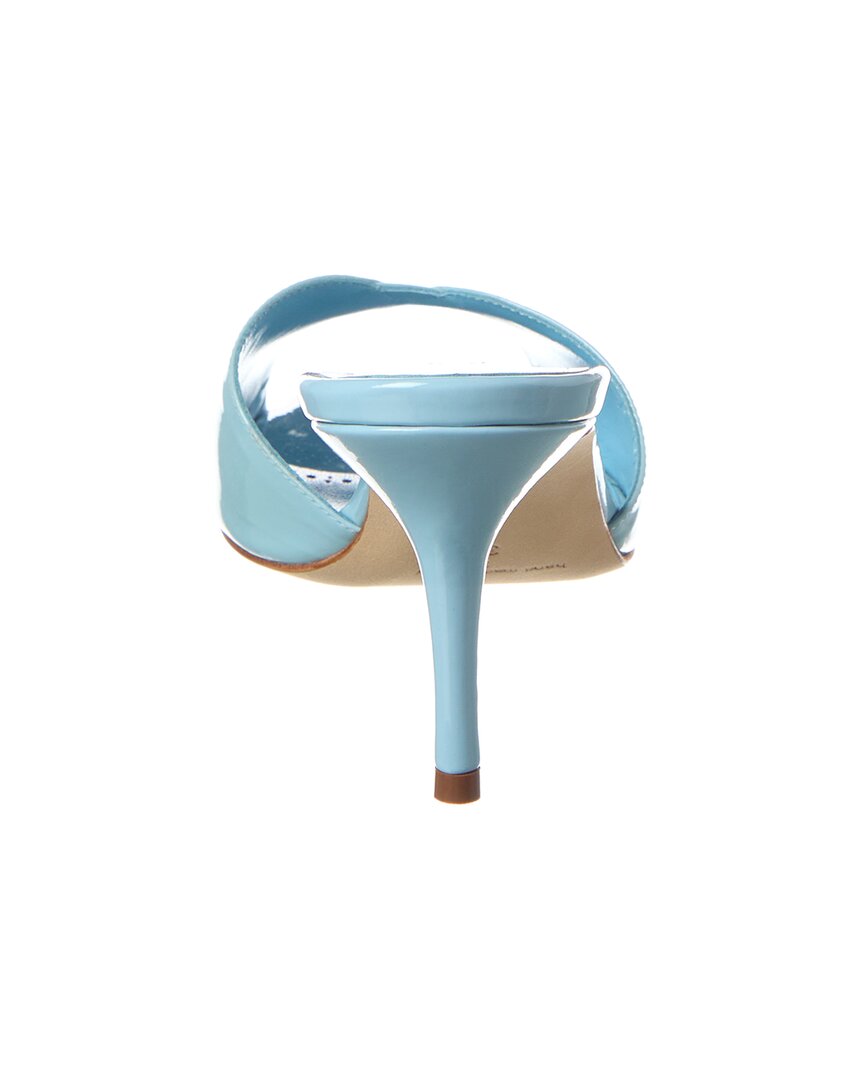 Лакированные сандалии Manolo Blahnik Houramu 70, синий — фото 3