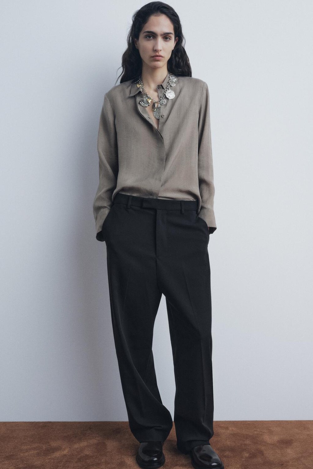 

Струящаяся рубашка ZARA, серый
