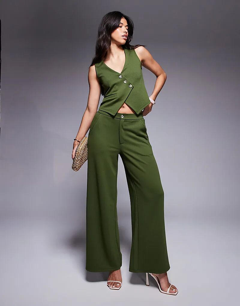 

Широкие брюки ASOS DESIGN оливково-зеленого цвета