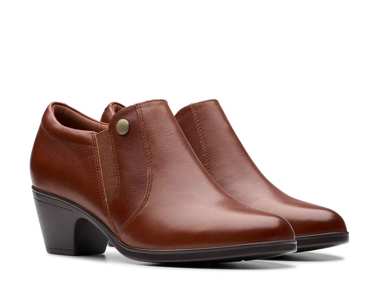 Ботильоны женские Clarks Emily Reyna кожаные на блочном каблуке, коричневый — фото 4