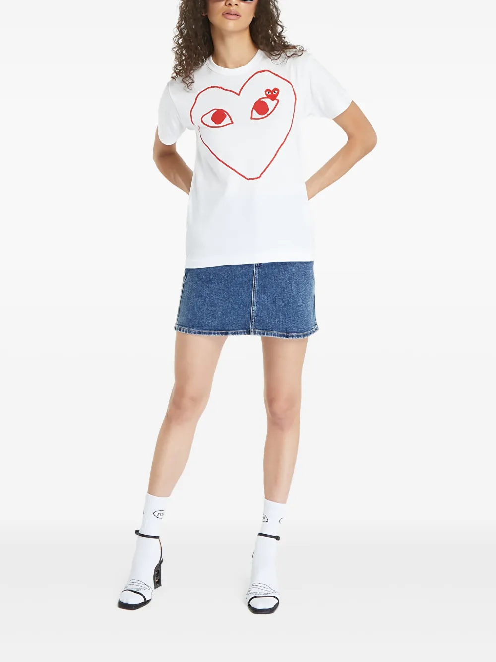 Футболка с принтом Heart Comme Des Garçons Play, белый — фото 3
