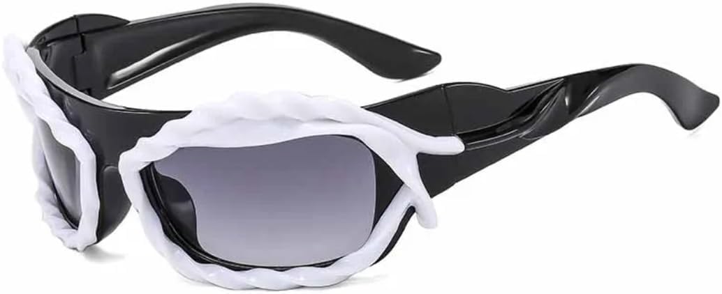 

Модные женские солнцезащитные очки неправильной формы, стильные мужские очки для активного отдыха на природе, для вождения, походов, с защитой от УФ-излучения UV400 TVTBBVV, Black White Gray