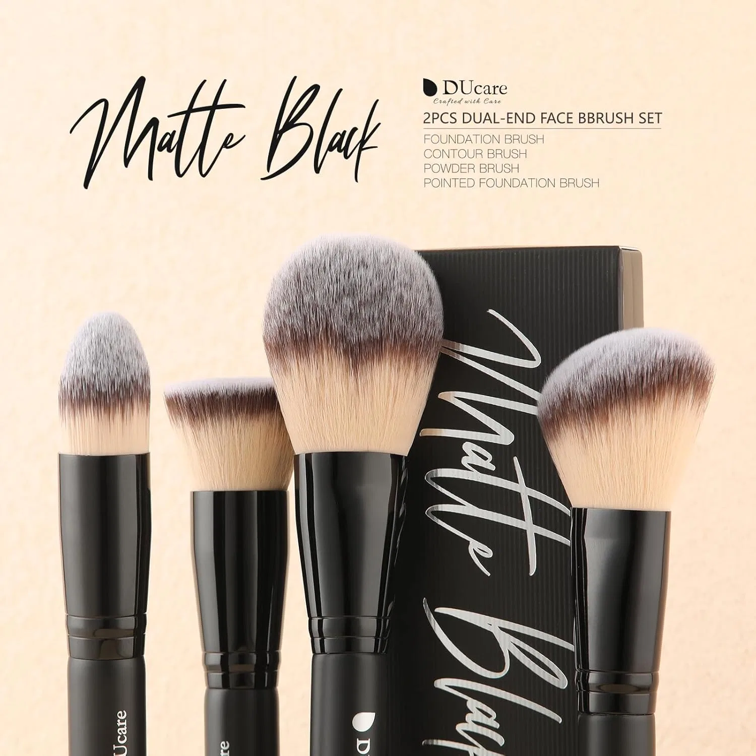 Двусторонняя кисть для макияжа DUcare Foundation Brush, черная Ducare — фото 2