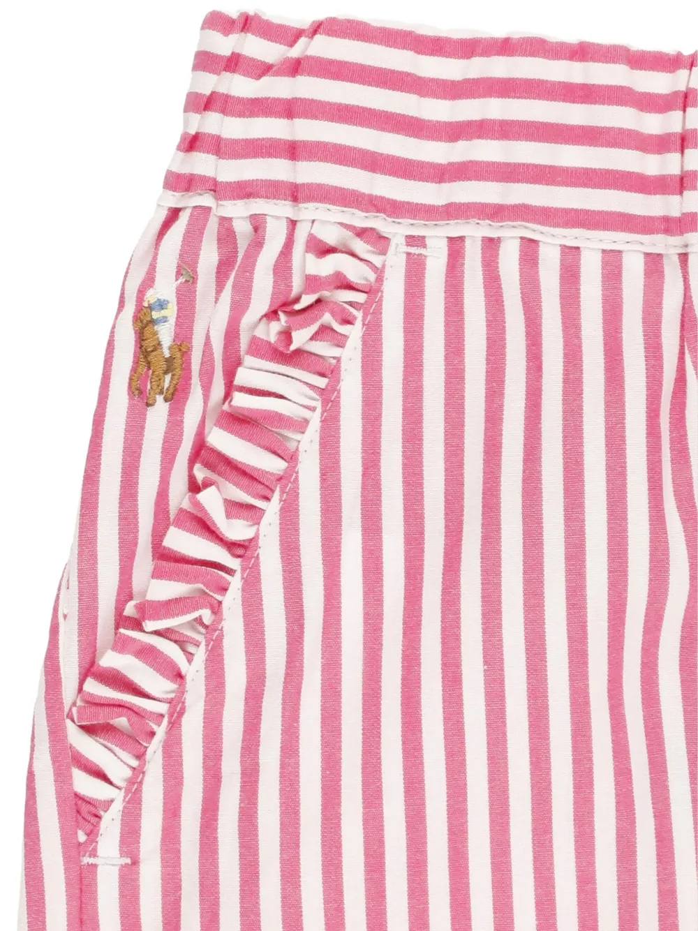 Шорты в полоску с оборками Polo Ralph Lauren Kids, белый — фото 3