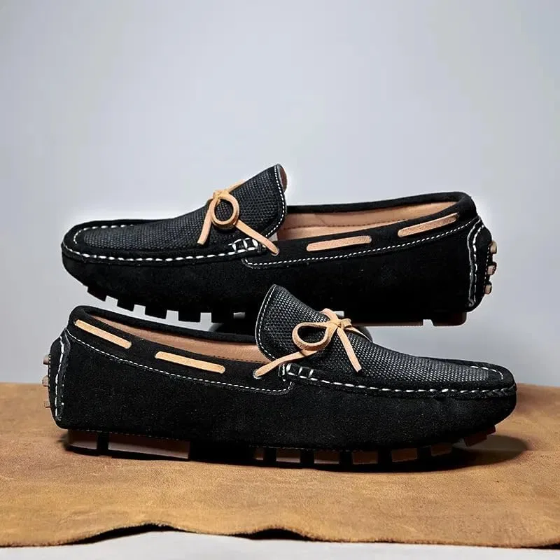 Лоферы мужские кожаные Loafers for Men Round Toe PU Leather Penny Boat Loafers Flat Heel Resistant Anti-Slip Prom Slip On, черный PUGHGAETZF — фото 3