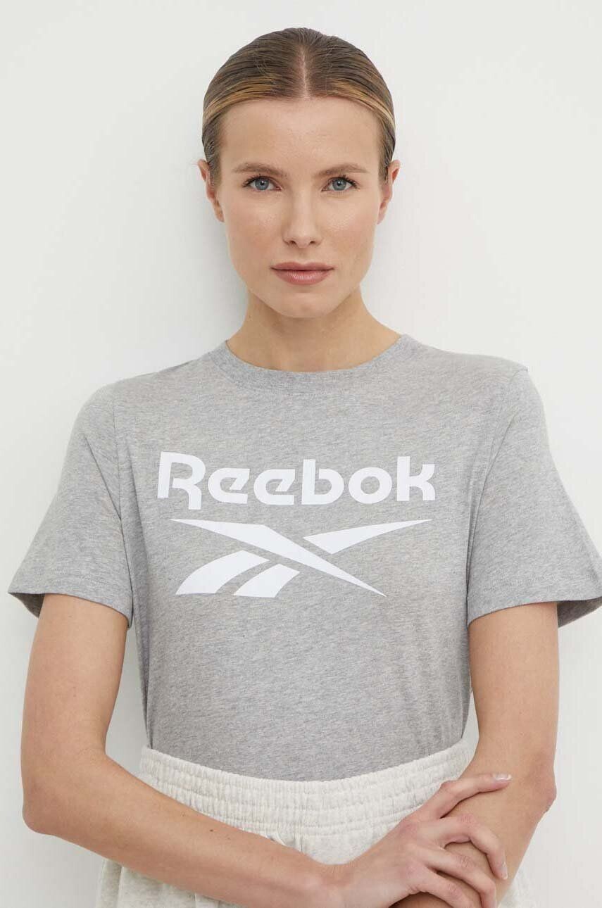 

Фирменная хлопковая футболка Reebok, серый
