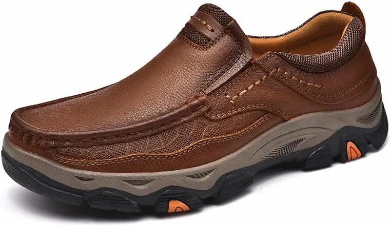 

Мужские кожаные теплые повседневные ботинки на шнуровке средней высоты, уличная мягкая подошва, противоскользящие, дышащие, удобные повседневные ходовые туфли ELSHTIDE, коричневый