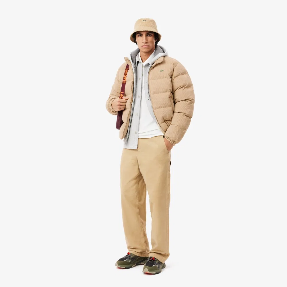 Мужской бежевый вельветовый пуховик Corduroy Down Puffer от Lacoste — фото 4