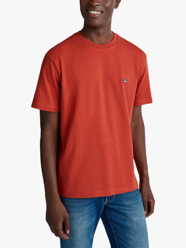 

Хлопковая футболка с коротким рукавом Regular Fit Benetton, Red