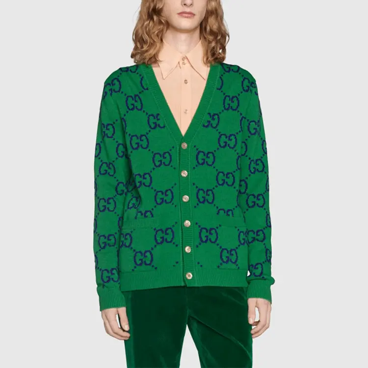 Кардиган Gucci GG Knit Cardigan 'Green Blue', зеленый — фото 3