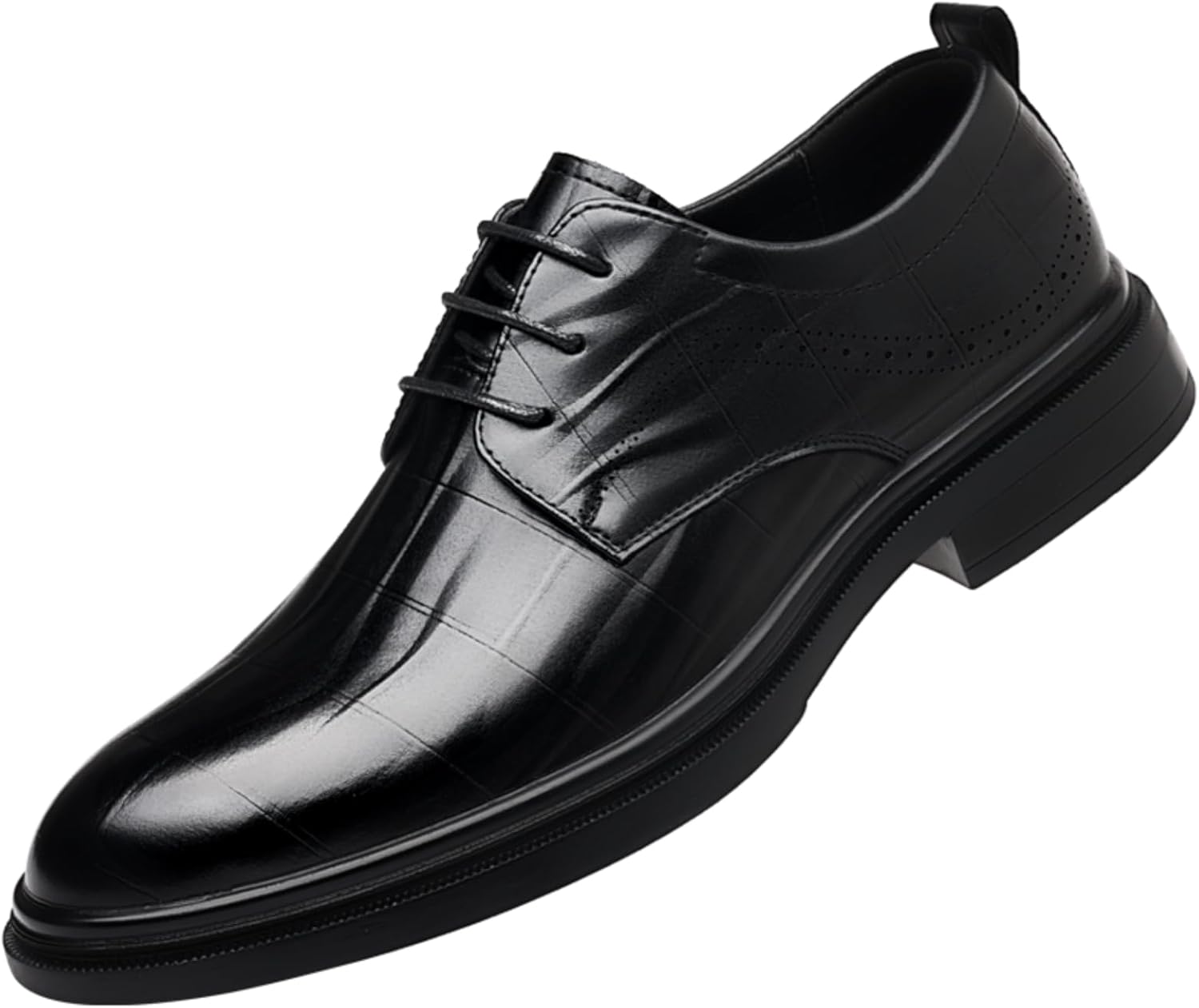 

Мужские черные кожаные туфли, стильные оксфорды на шнуровке с толстой подошвой, удобные и прочные для официальных, деловых и повседневных мероприятий Aokisx