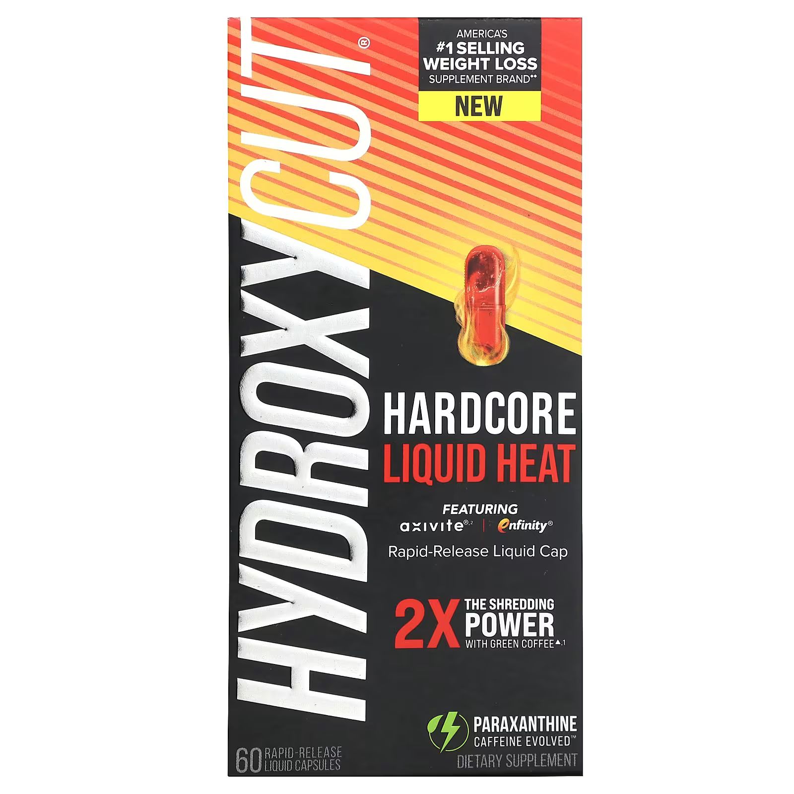 

Hardcore Liquid Heat, 60 капсул с жидкостью быстрого высвобождения Hydroxycut