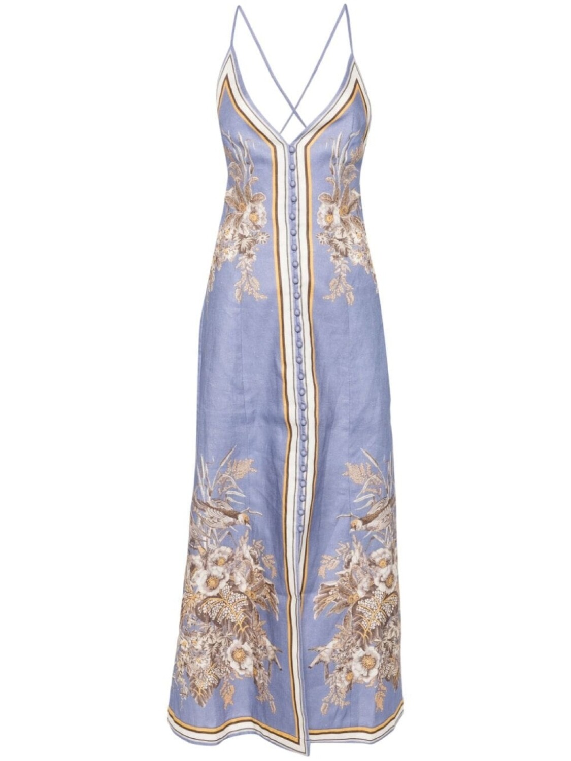 

ZIMMERMANN длинное льняное платье Ottie, синий