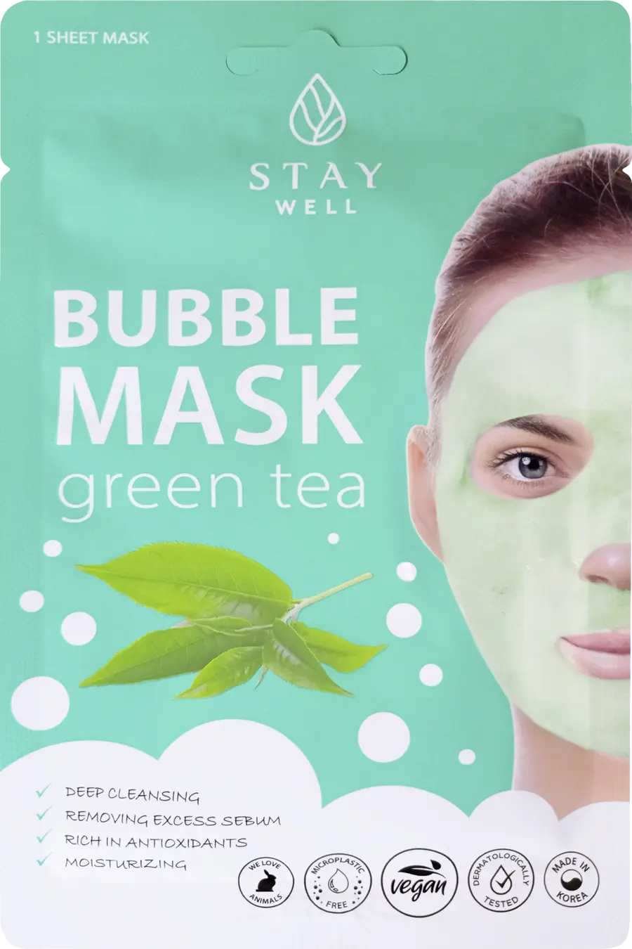 

Маска для лица STAY WELL Deep Cleansing Bubble Mask - Green Tea