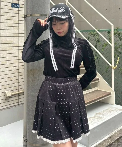Женская плиссированная юбка в горошек Candy Stripper TINY DOT JERSEY коричневая — фото 2