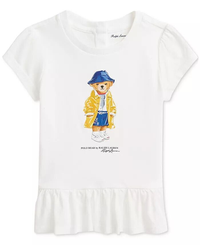 

Футболка с баской и принтом «Медвежонок поло» Polo Ralph Lauren, белый