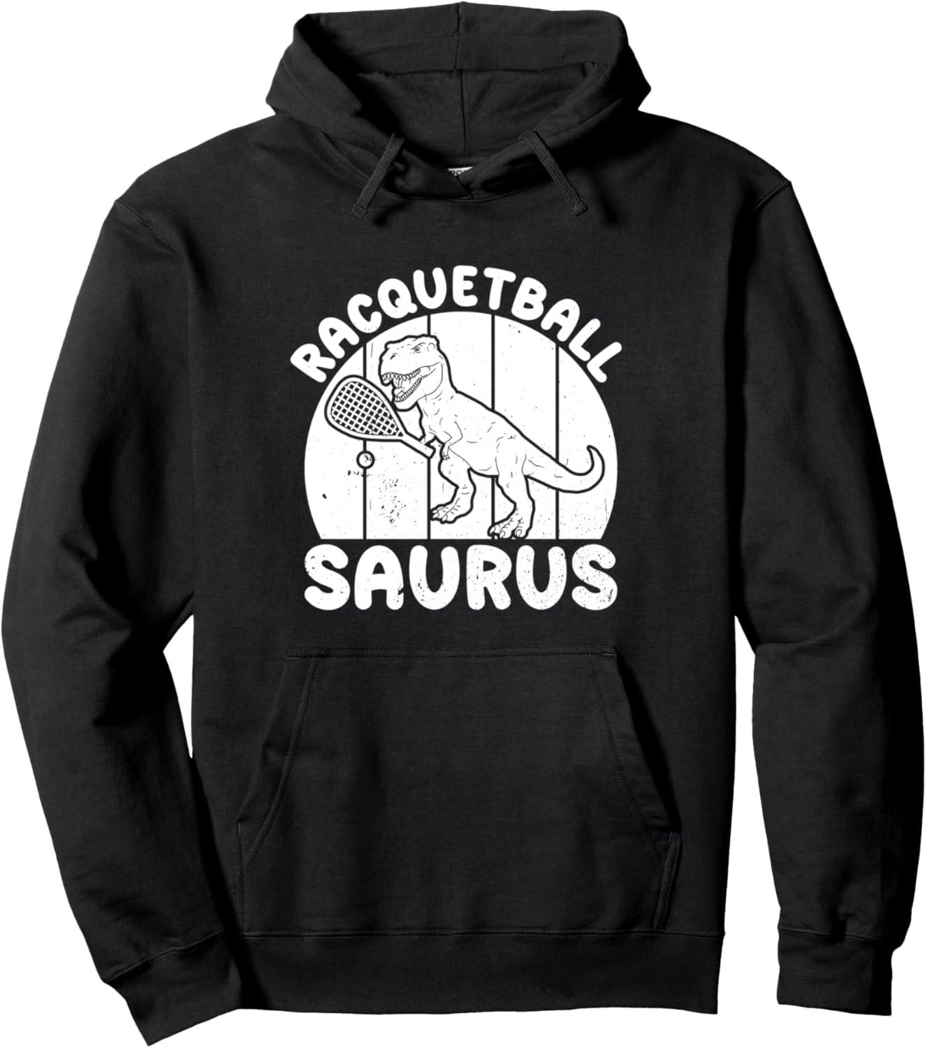

Худи с динозавром и изображением сквош-завра Funny Racquetball Dinosaur, черный