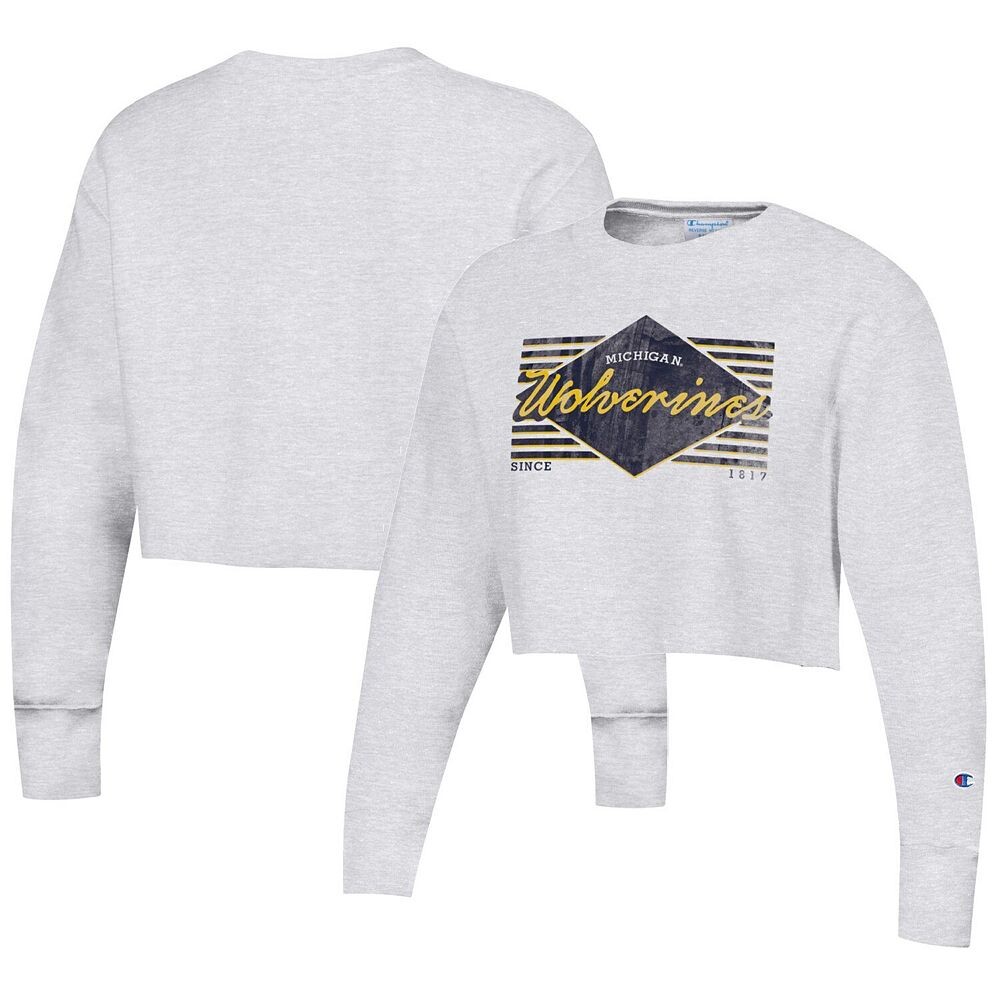

Женский укороченный пуловер с обратным плетением Champion Heather Grey Michigan Wolverines, цвет Mic Grey