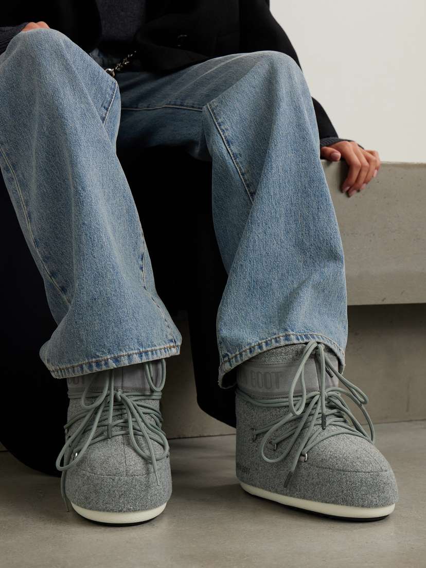 Низкие зимние сапоги Icon из войлока и замши Moon Boot, серый — фото 2