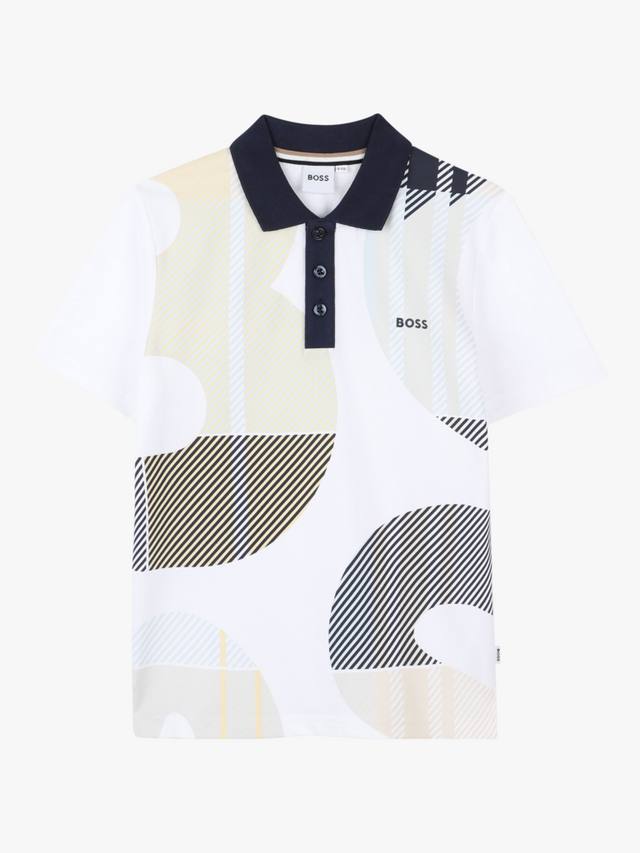 

Детская хлопковая поло BOSS с логотипом HUGO BOSS, White