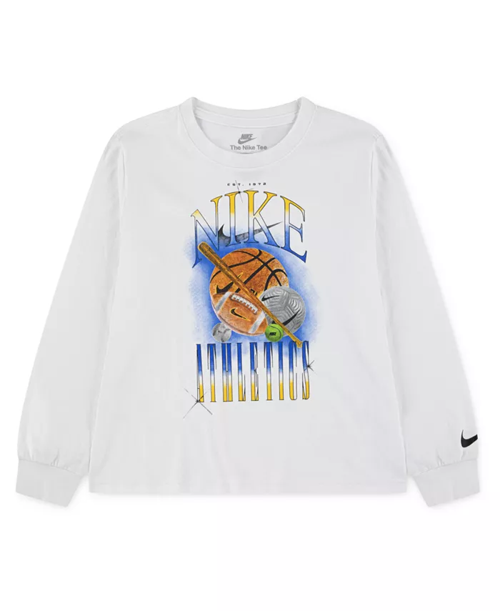 

Мальчики 2T-7 Athletics Multisport Crewneck T-Shirt Nike, белый