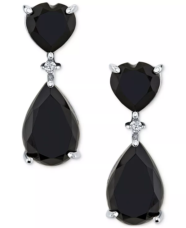 

Серьги-Подвески с ониксом и бриллиантами из стерлингового серебра Macy'S, silver