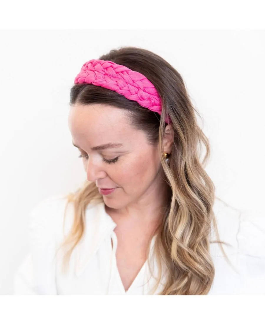 Headbands of Hope Женская повязка на голову с косичками «Blushing Braid Headband» - ярко-розовая — фото 4