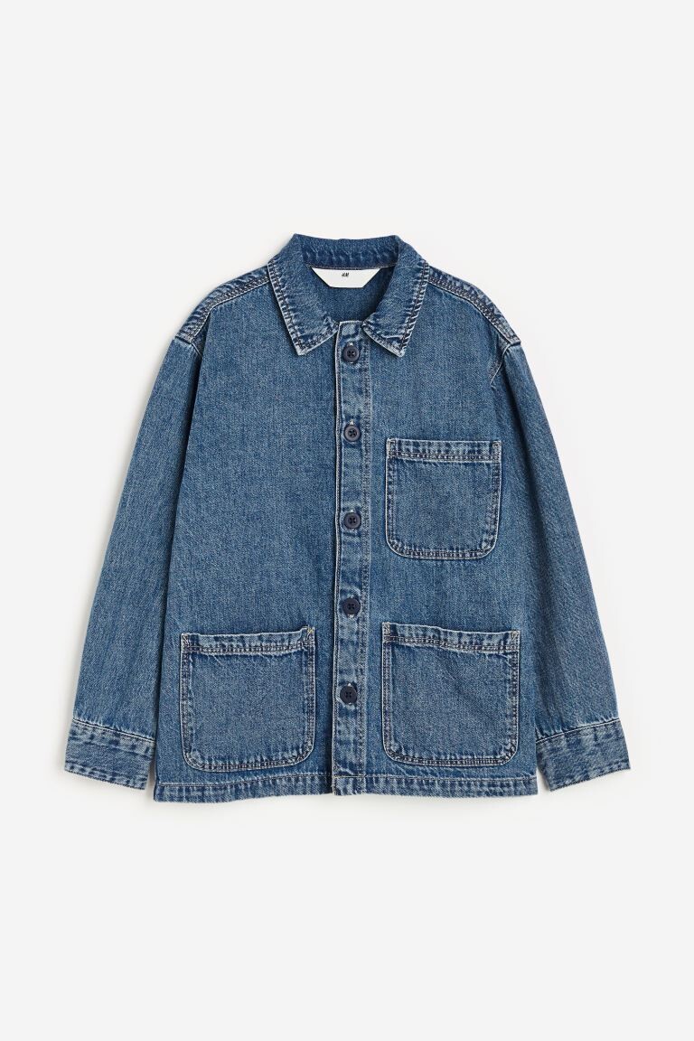 

Рубашка оверсайз из твила H&M, синий