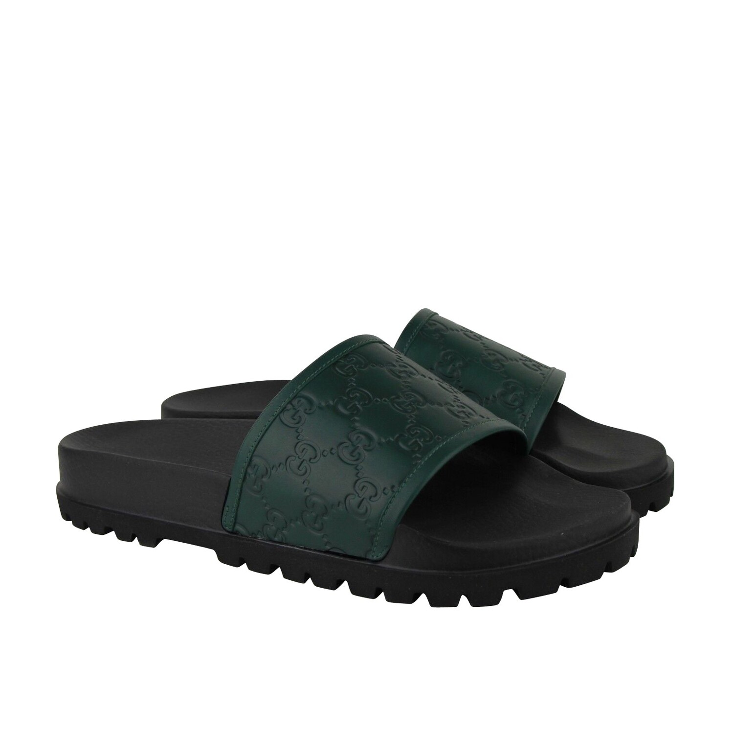 

Мужские сандалии Gucci с рисунком Guccissima / кожаные, цвет Green / Black