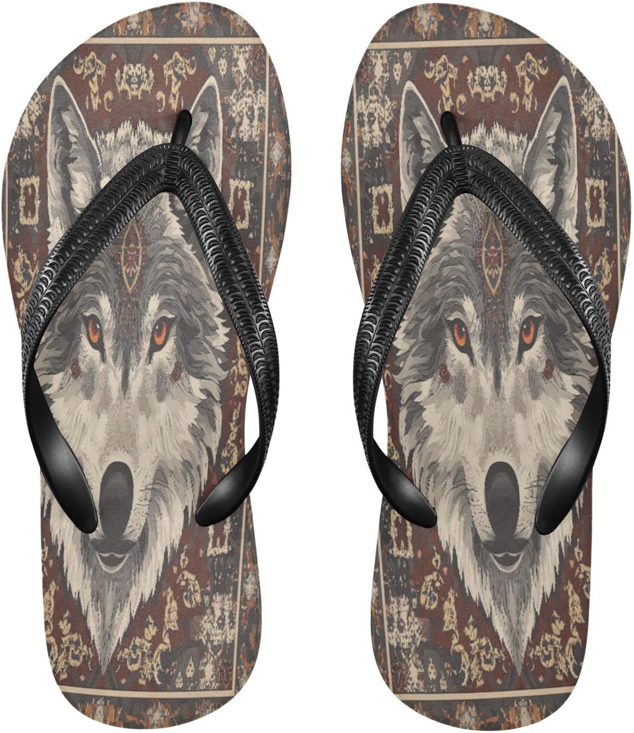 

Вьетнамки Wolf Brown для пляжа с душем, резиновые нескользящие летние шлепанцы для женщин и мужчин Sinestour