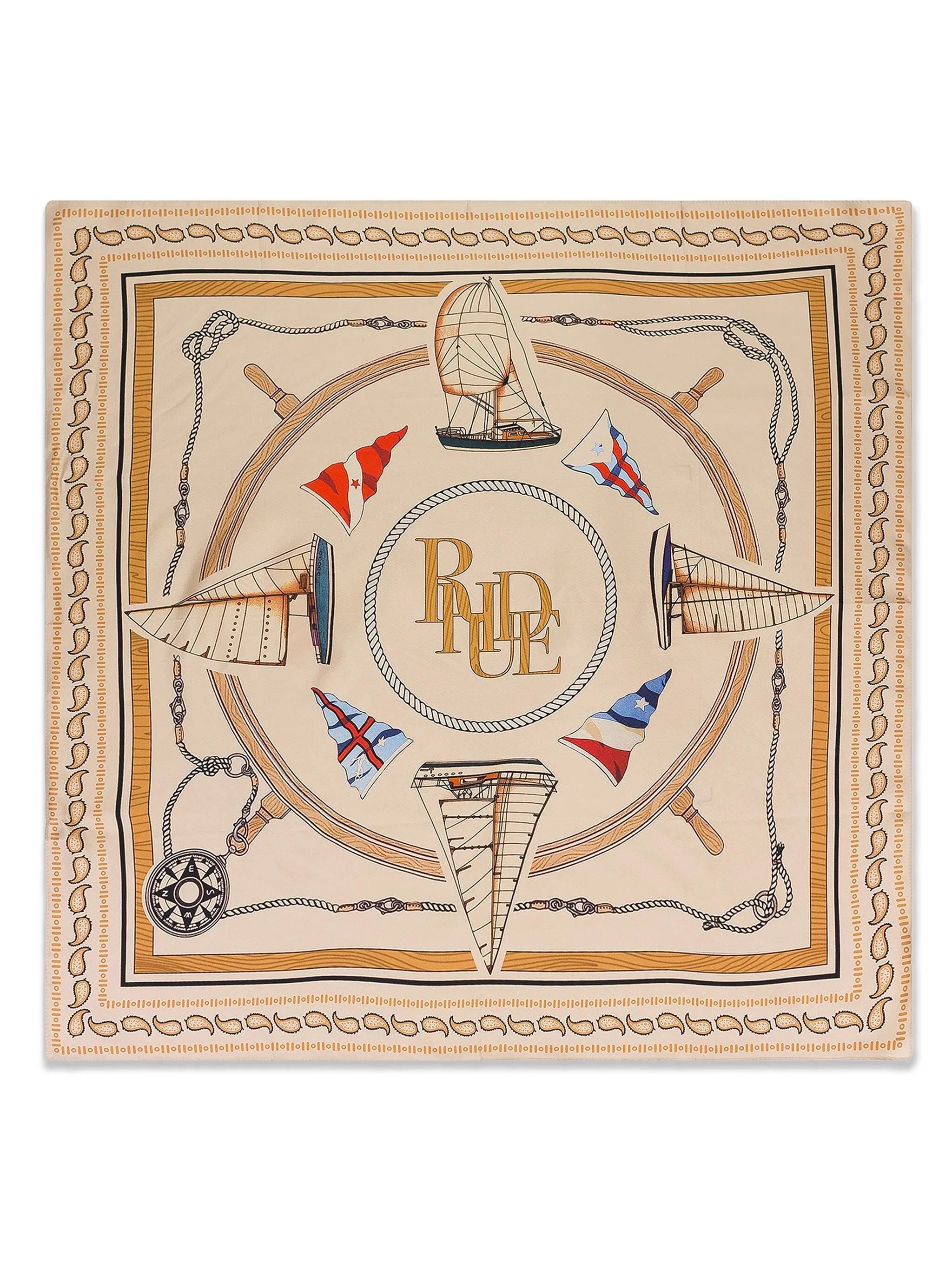 

Шарф с принтом Rhude, бежевый