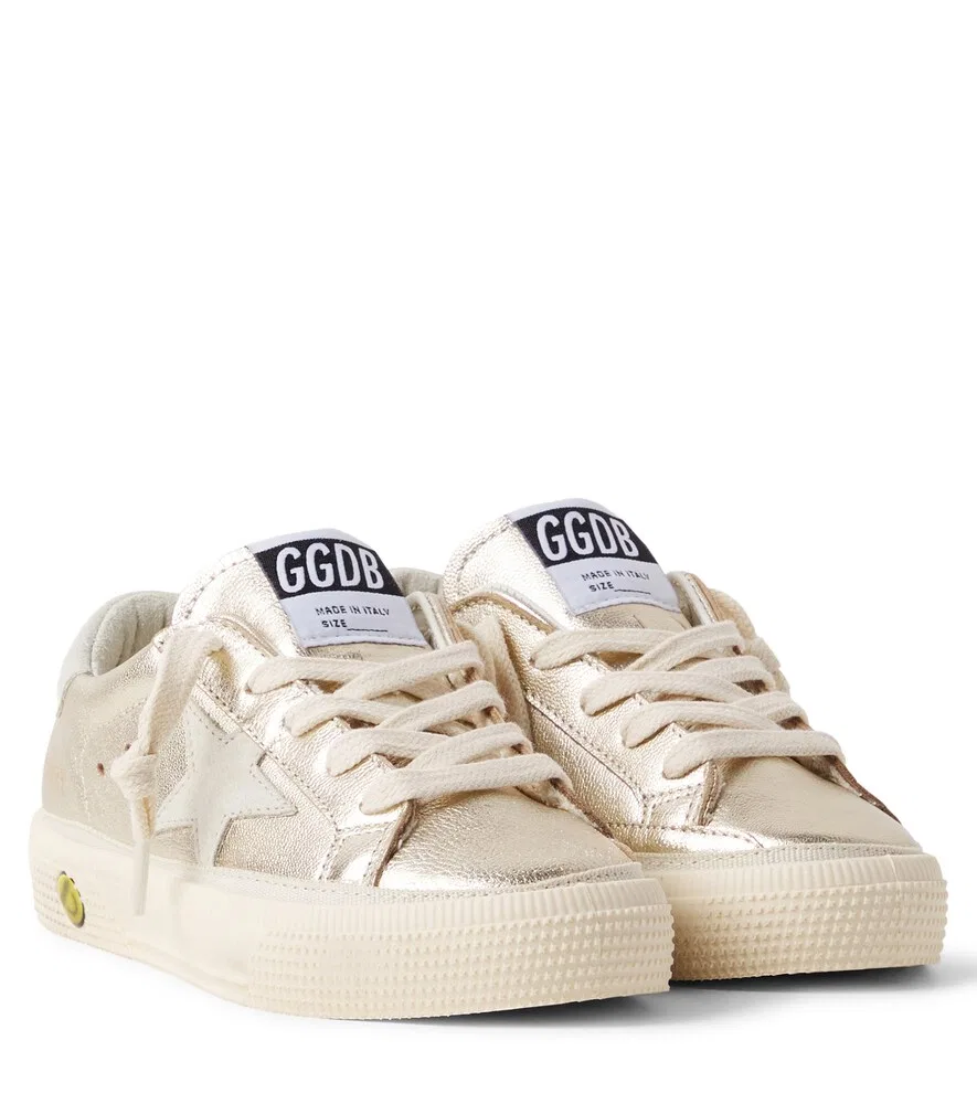 Кроссовки из металлизированной кожи May Golden Goose Kids, золото