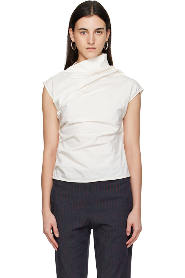 

Ganni Футболка Off-White с драпировкой