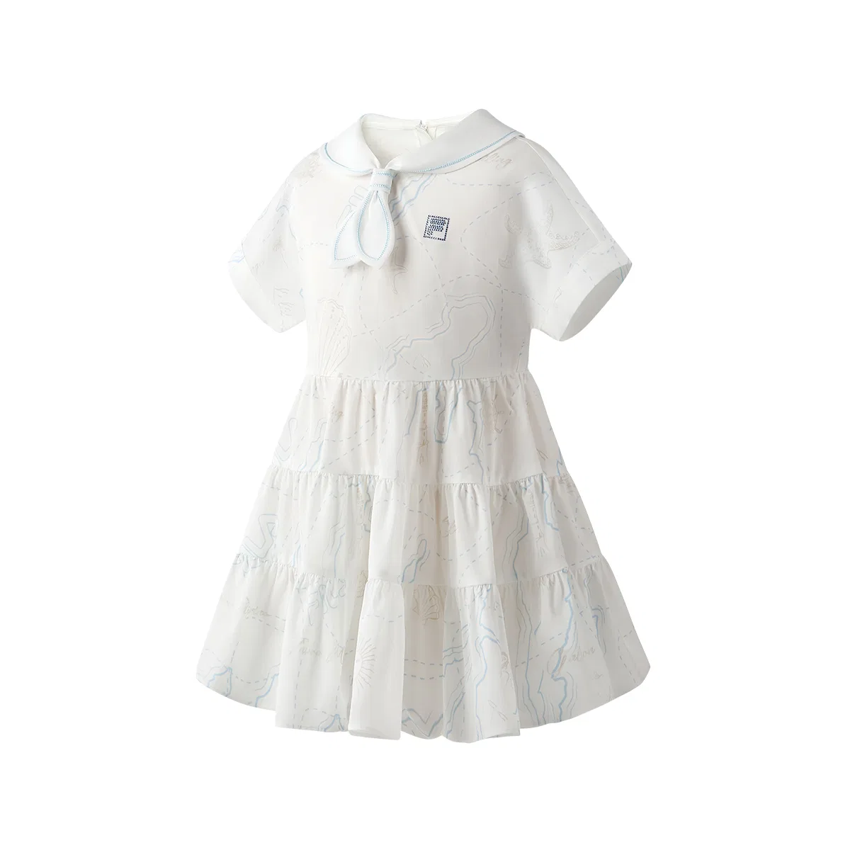 Платье с отложным воротником, тонкое, короткое FILA KIDS, All Over Print