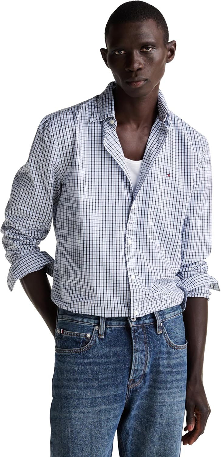 

Мужские рубашки Tommy Hilfiger Poplin с длинным рукавом, классического кроя, застегивающиеся на пуговицы, также доступны в размерах для больших и высоких размеров., Sweet Blue / Multi Gingham