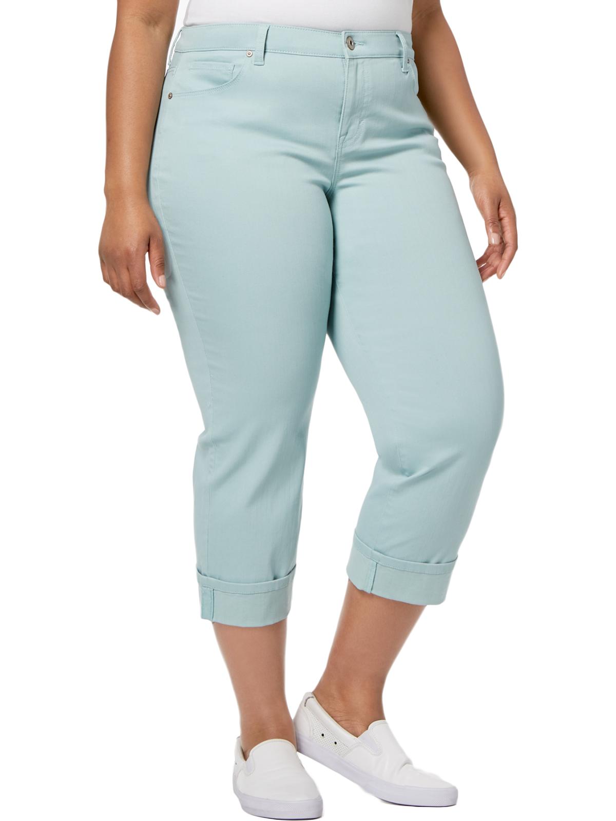 

Плюс женские джинсы-капри со средней посадкой и манжетами Style & Co., цвет aquamint