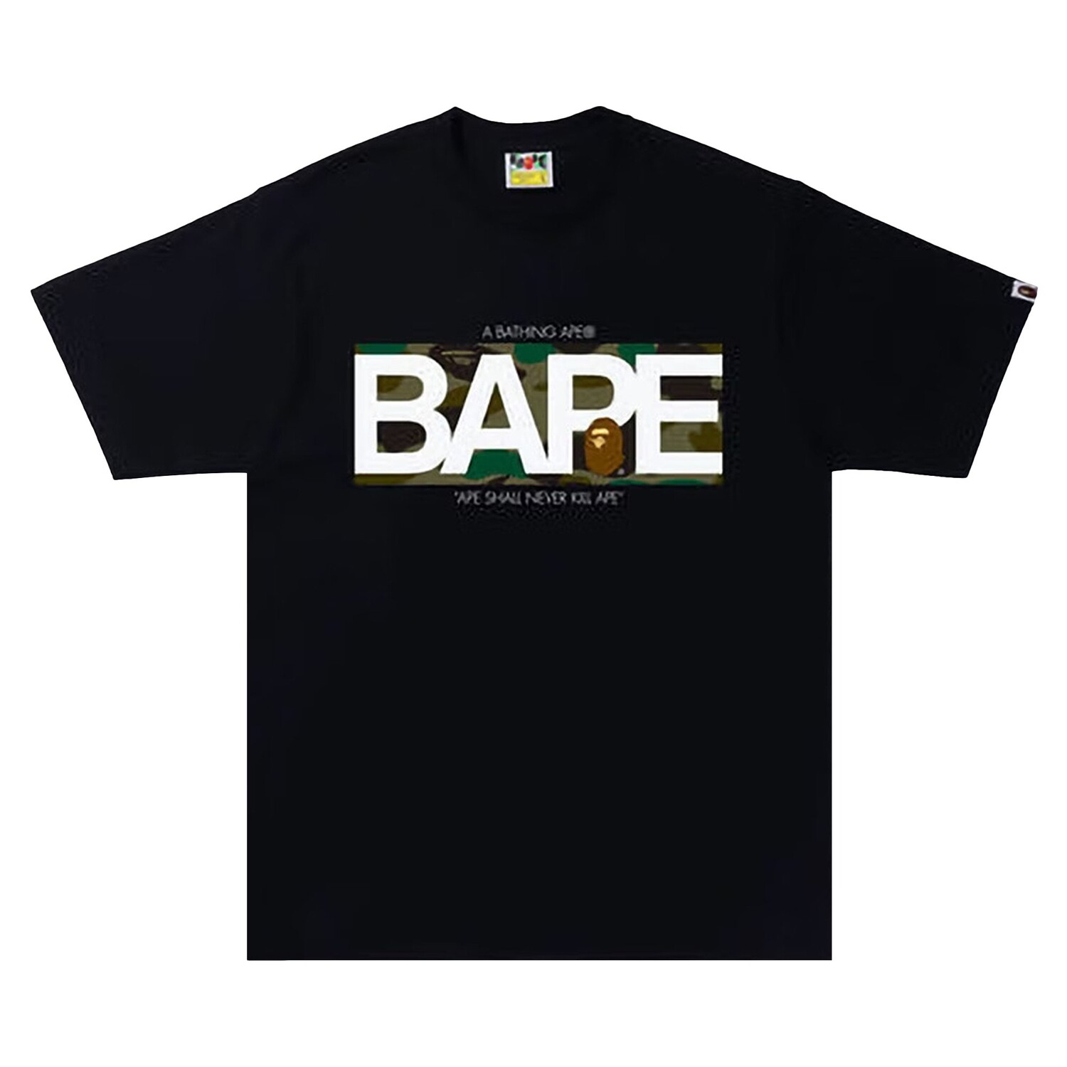 

Футболка с логотипом BAPE 1st Camo, цвет: черный/зеленый