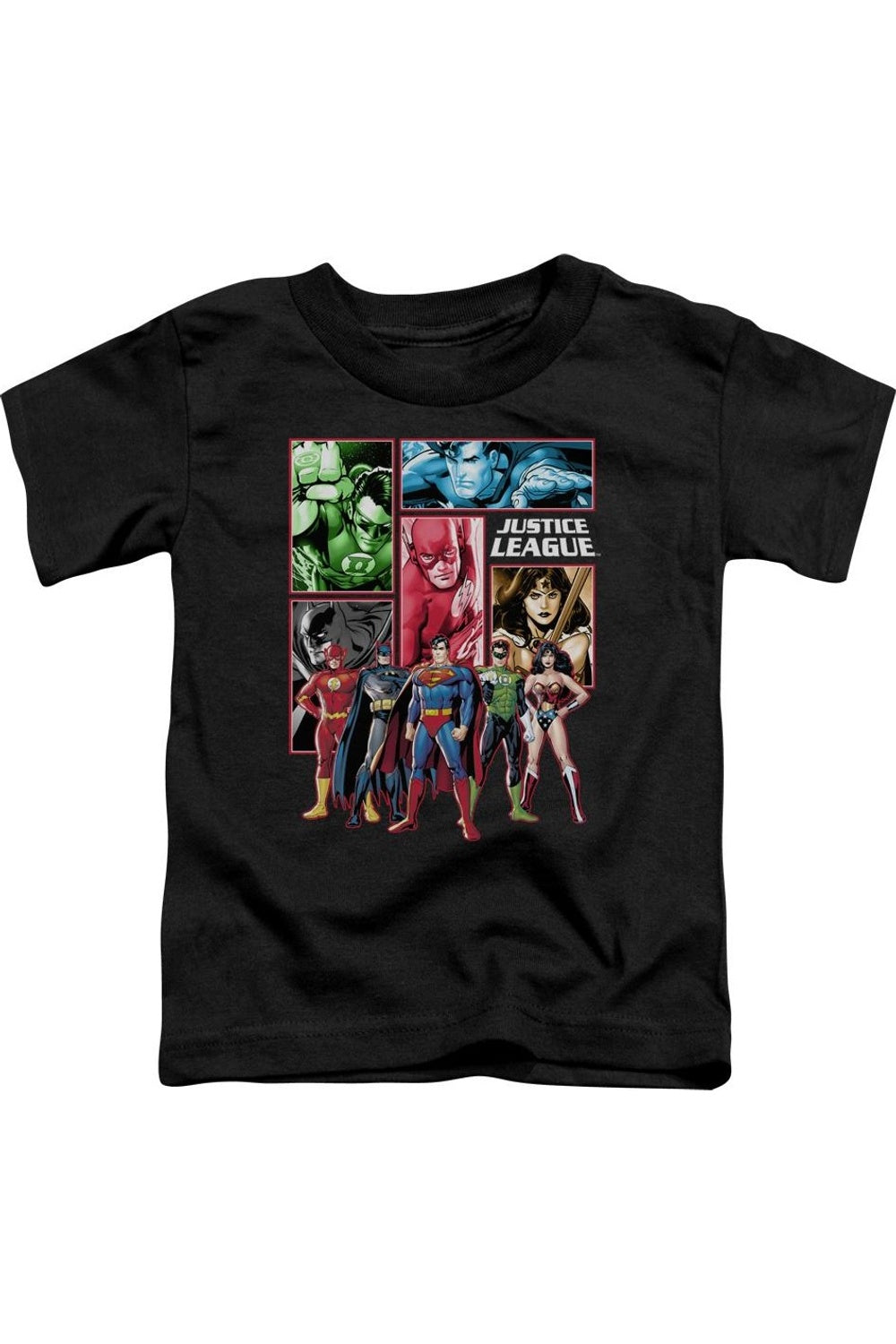 

Футболка с коротким рукавом для малышей с принтом Лиги Справедливости Америки Gildan, черный