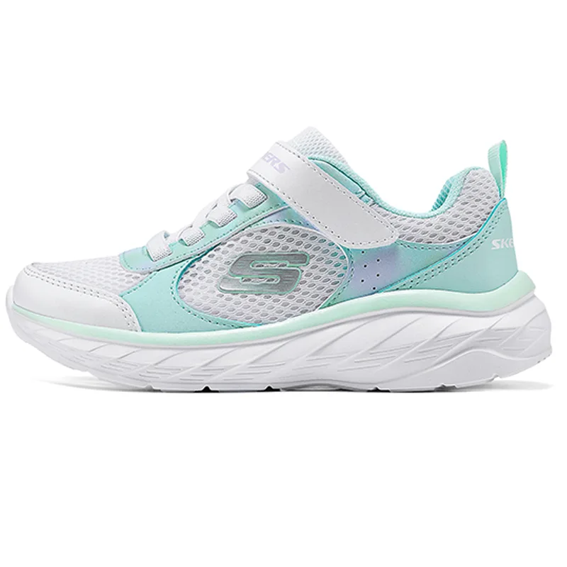 Skechers Kids Детские кроссовки для бега с низким верхом, противоскользящие, износостойкие, с легкой амортизацией, розовые/зеленые — фото 2