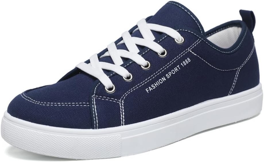 

Повседневные кроссовки для мужчин, тканевые туфли на шнуровке, низкие ходовые обувь Tazimall, белый/синий