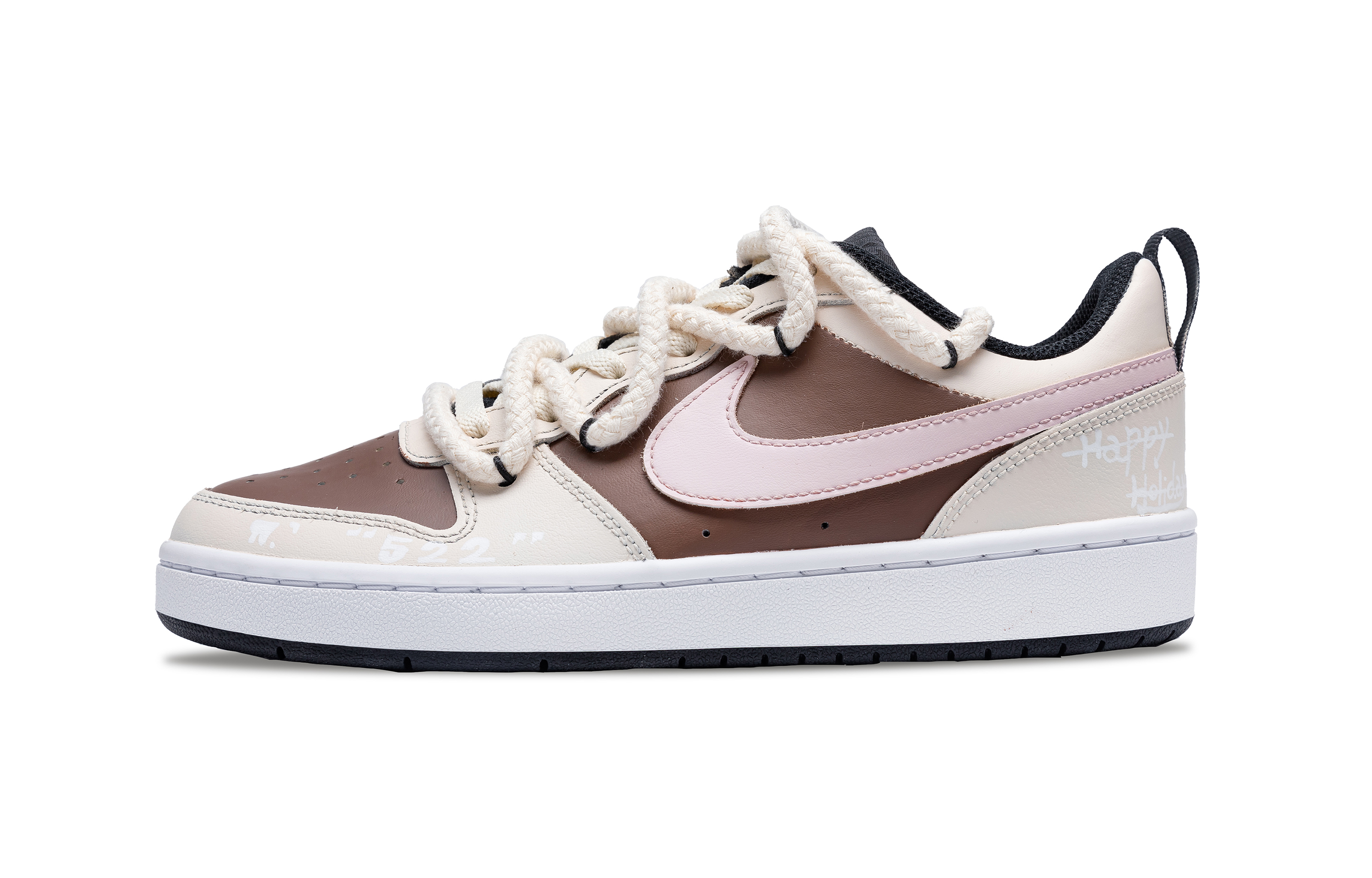 

Кроссовки Nike Court Borough Skateboarding Shoes Women's Low-top White/brown/pink, коричневый