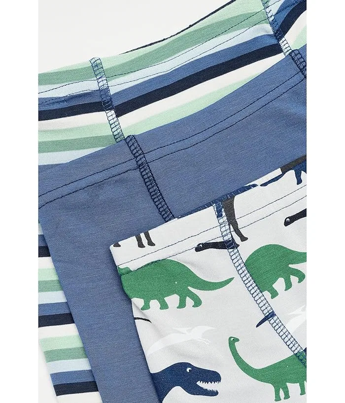 Трусы боксеры набор 3 шт. Print Boxer Brief Set Kickee Pants Kids, Denim Stripe/Denim/Dove Dino Museum — фото 3