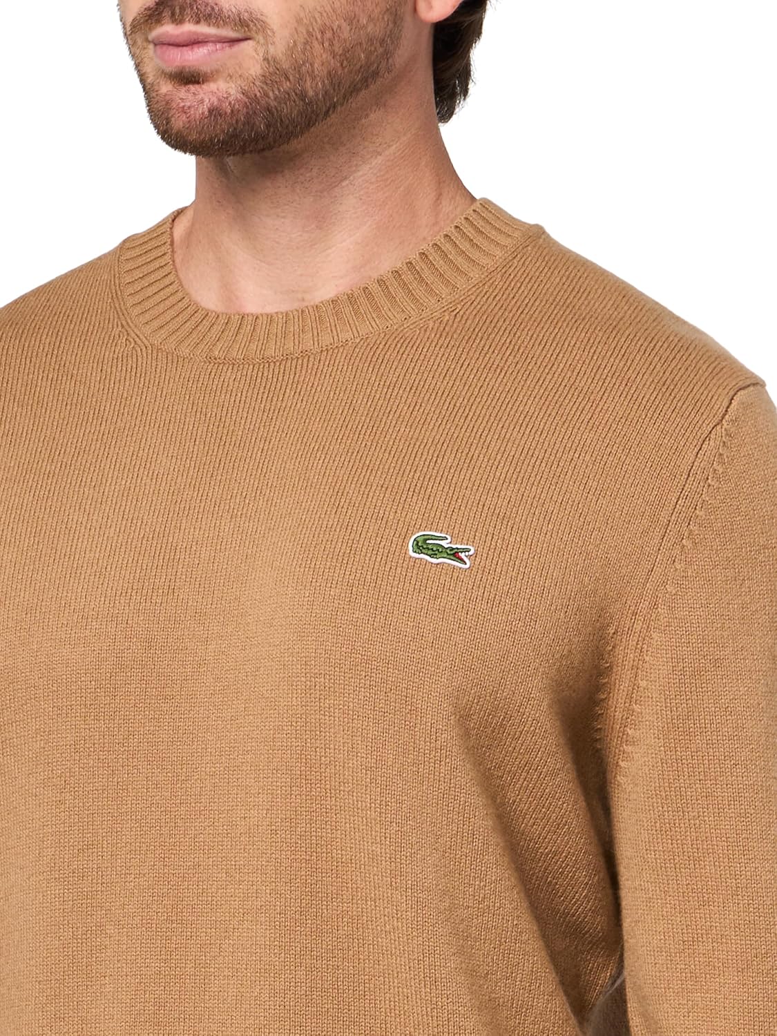 Lacoste мужской кардочесаный шерстяной свитер с круглым вырезом, Datte Chine — фото 3