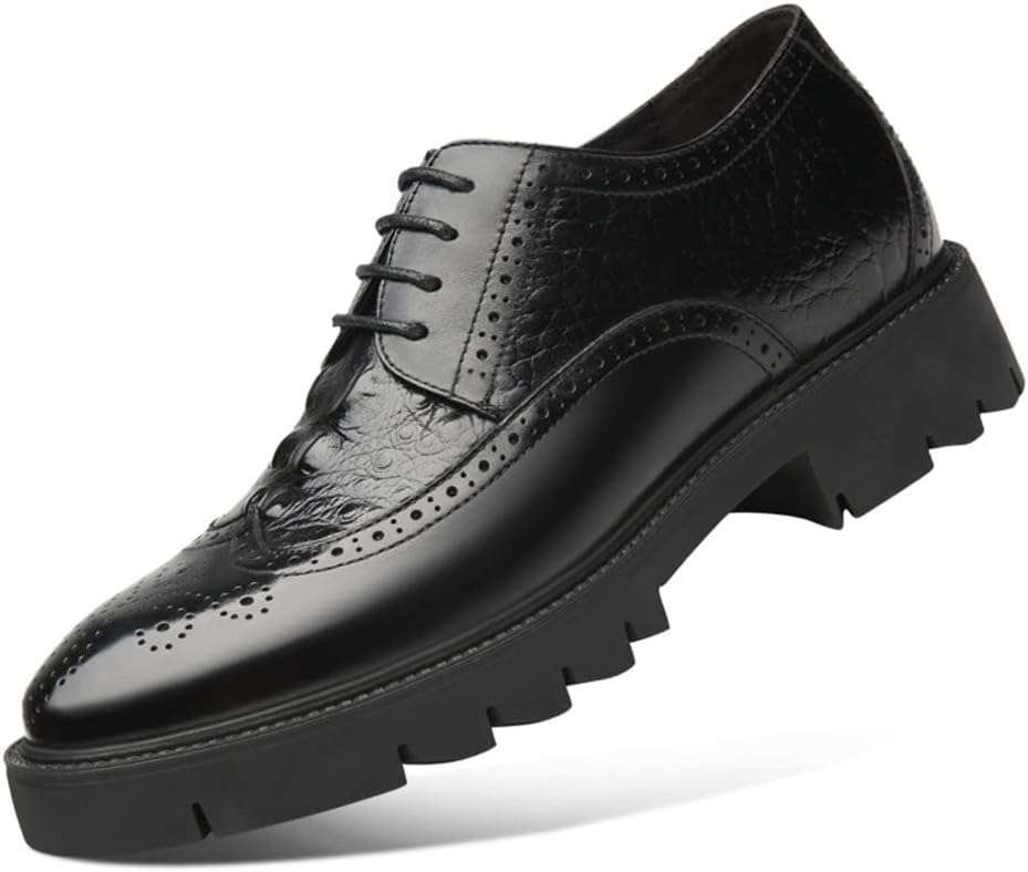 

Мужские броги с подъемом, кожаные формальные оксфорды для бизнеса, повседневная ходьба для офиса и свадьбы Ygceeia, черный