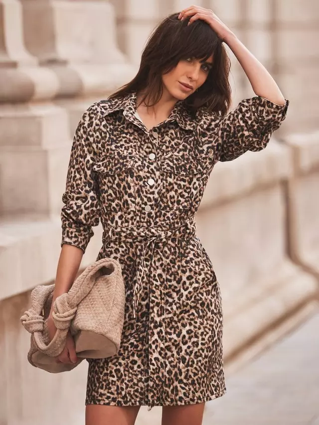 

Платье Mint Velvet Leopard Print Denim Mini Shirt, коричневый
