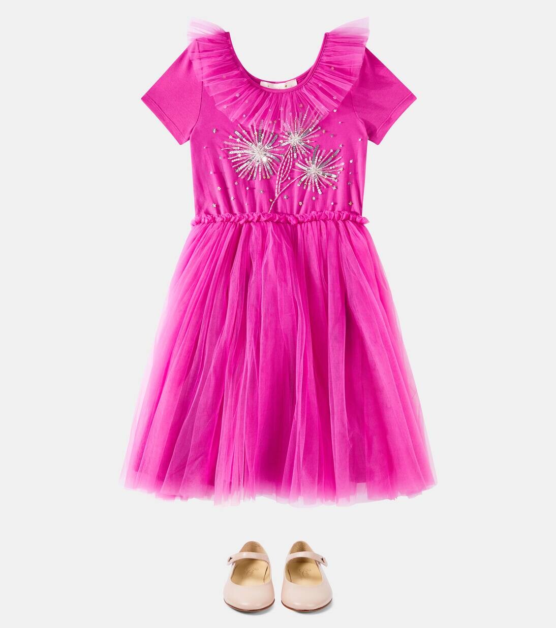Платье Star Dance из хлопкового трикотажа и тюля Tutu Du Monde, цвет fuschia — фото 2