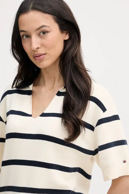 Платье-поло женское трикотажное Tommy Hilfiger, бежевый — фото 4