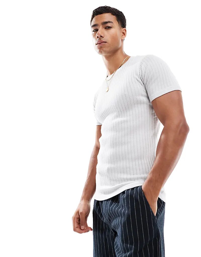 

Футболка Jack & Jones Muscle Fit в рубчик серого цвета